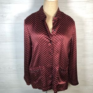 Madewell silk long sleeve pajama style  top